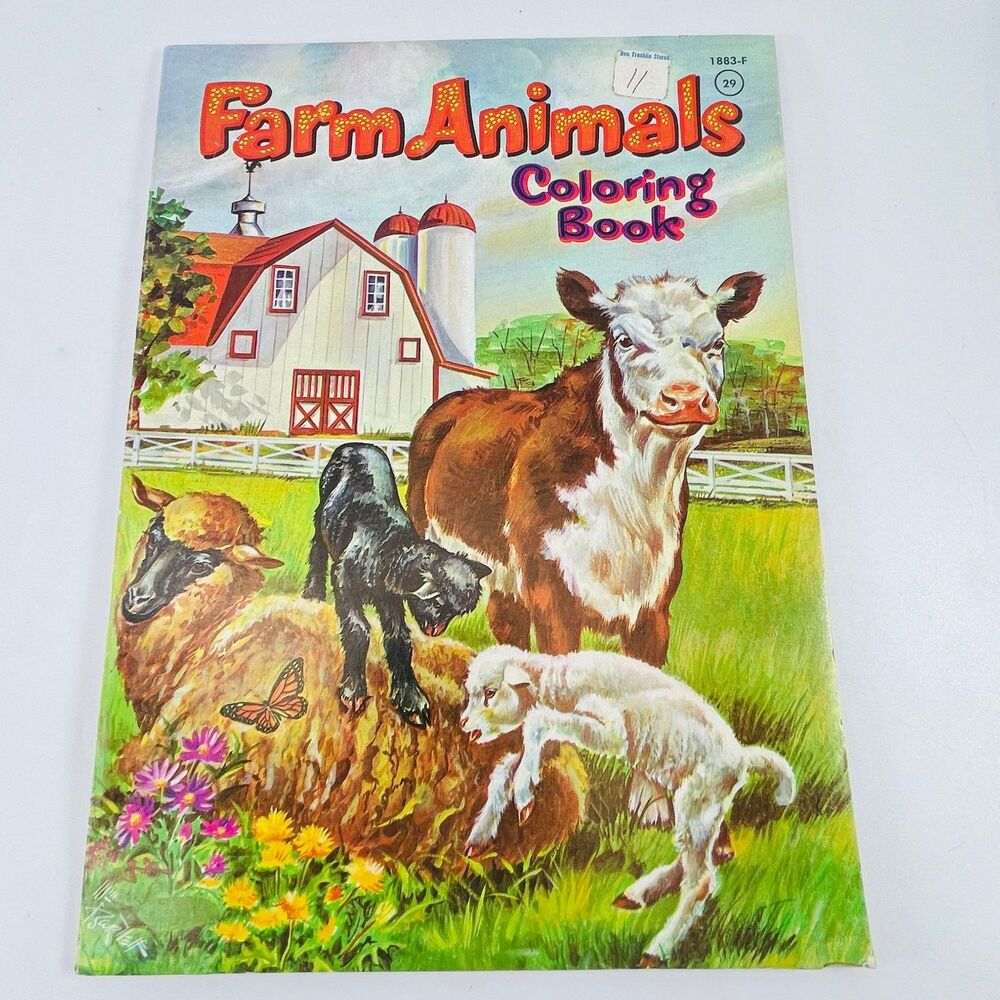 Farm Animals Coloring Book Western Publishing 1960 Vintage Paperback Uncolored